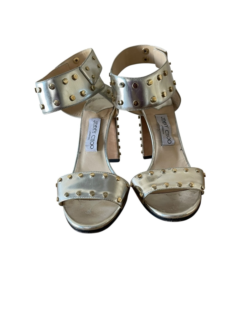 Jimmy Choo Edina Ankle Strap Sandal Silver Size 39 - Picture 2 of 7